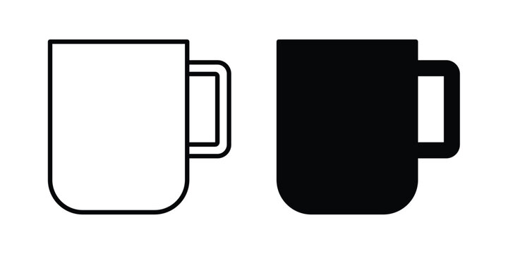 Mug icon line and flat vector collection for ui, ux designs
