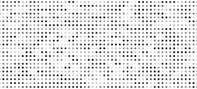 Seamless tiny square noise pattern in black and grey on white, abstract minimal texture background.
