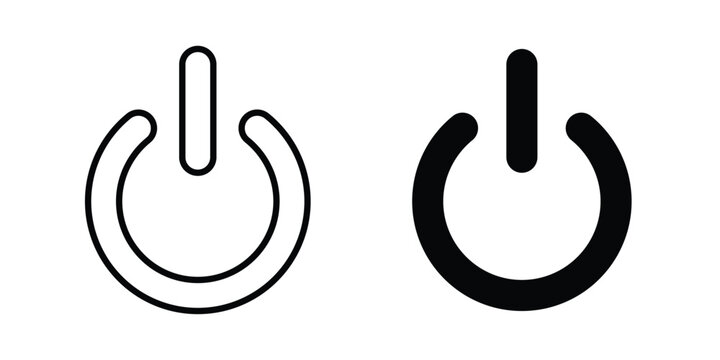Power button icon line and flat vector collection for ui, ux designs