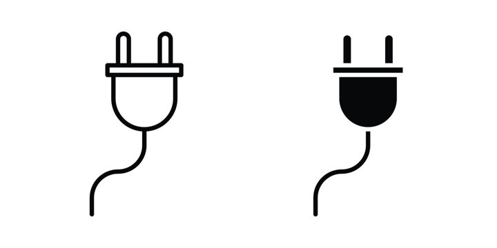 Power plug icon line and flat vector collection for ui, ux designs