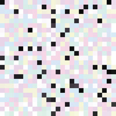 Naklejka premium Abstract pixel art design with black squares on colorful grid pattern