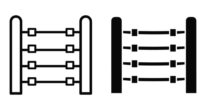 Boxing ring icon set with outline and solid versions for sports competition wrestling match combat arena fighting tournament graphic design