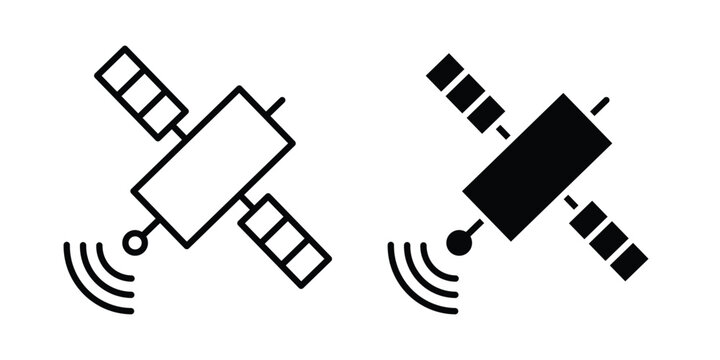 Satellite icon line and flat vector collection for ui, ux designs