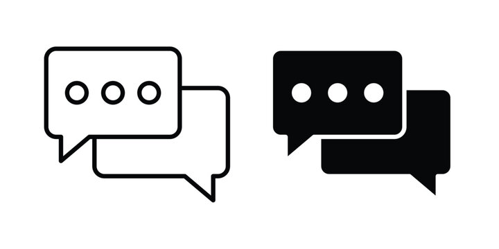 Talk bubble speech icon line and flat vector collection for ui, ux designs