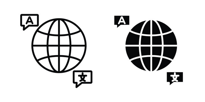 Translate icon line and flat vector collection for ui, ux designs