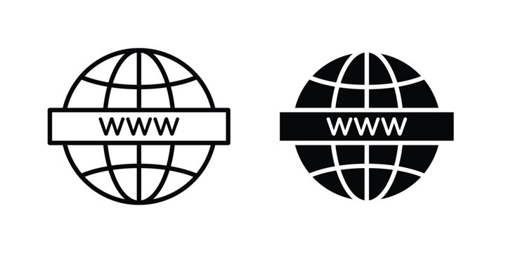 Website globe icon line and flat vector collection for ui, ux designs