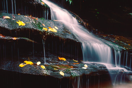Film photo of waterfall cascade in Blue Ridge Mountains