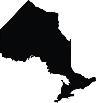 Black silhouette of ontario province on white background shape