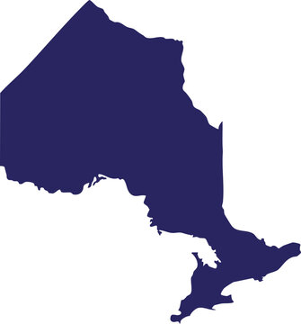 Dark blue silhouette of ontario province on white background