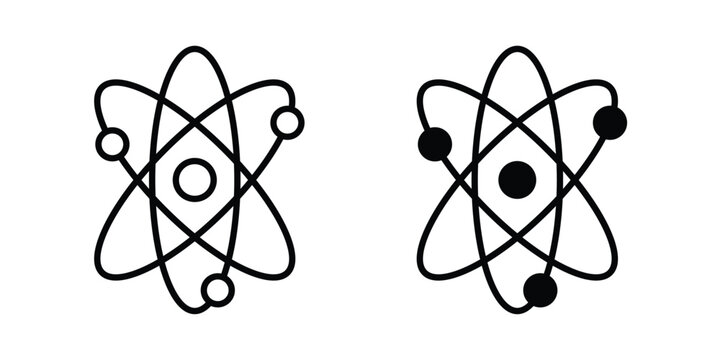 atom sign clipart and line art versions on white background