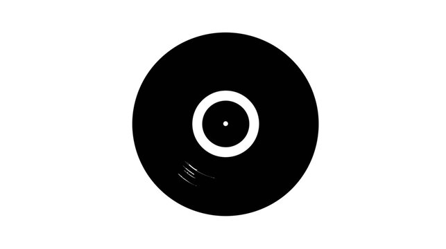 A clear black silhouette of a vinyl record featuring a medium-sized center hole, an iconic representation of recorded music.