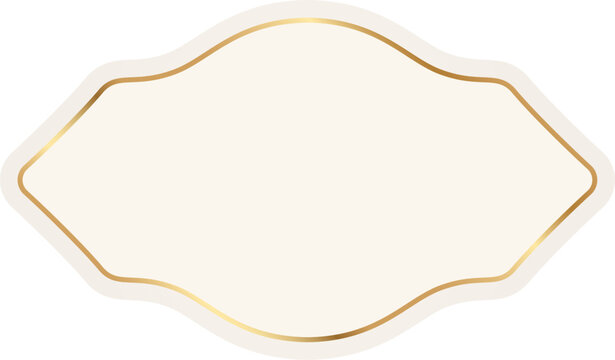 Decorative gold label frame for luxury badge and sticker design. Ramadan vintage badge template. Islamic vector design element with ornamental golden pattern frame