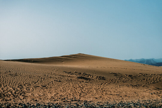 Sand dunes landscape at Maspalomas, Gran Canaria coast