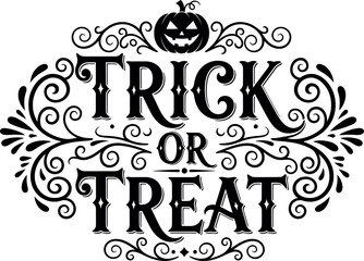 Trick or treat halloween text with pumpkin and swirls © Arafat Sajid