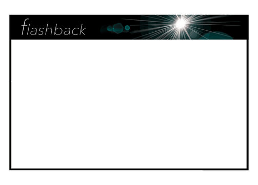 A layered frame to contain art or a photo is seen here with the theme of it is a flashback in history. A flash of light in in the png layered design.