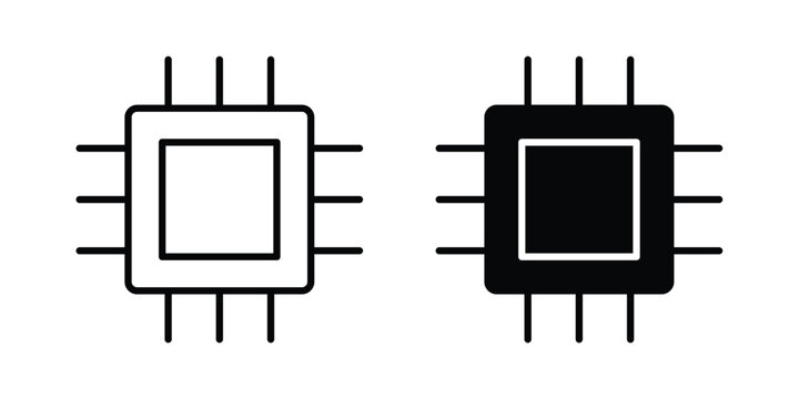 CPU icon clipart and line art versions on white background
