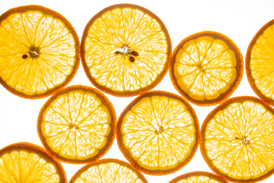 Citrus slice background with fresh orange and lemon rounds
