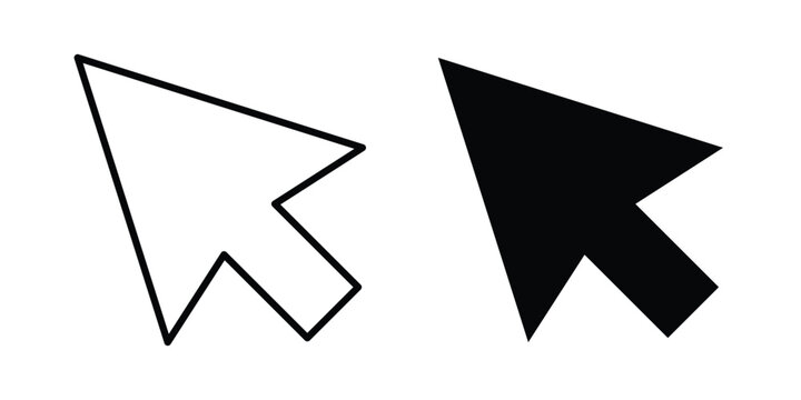 Cursor arrow icon clipart and line art versions on white background