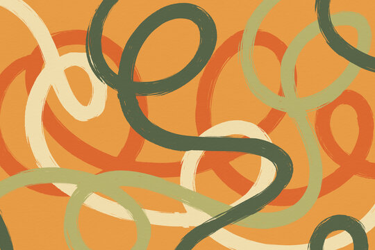 Abstract circular pattern with green and orange loops