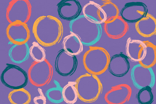Colorful abstract circle pattern on purple background