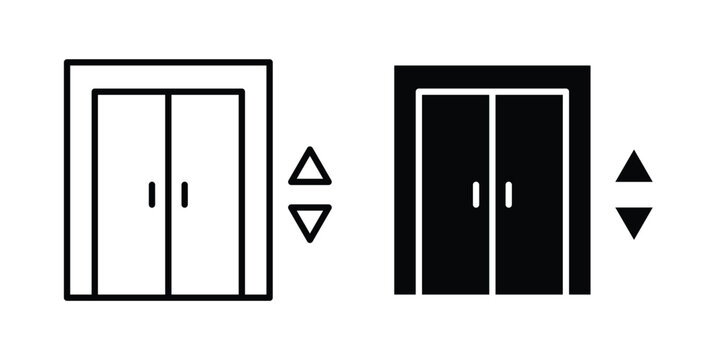 Elevator icon clipart and line art versions on white background