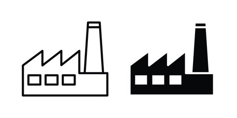 Fototapeta premium Factory icon clipart and line art versions on white background