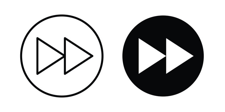 Fast forward icon clipart and line art versions on white background