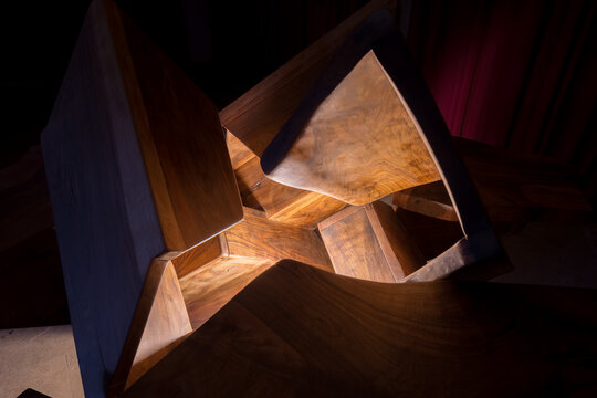 Abstract wood sculpture with contemporary design
