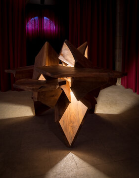 Abstract wooden sculpture in contemporary design