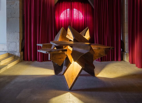 Abstract wooden sculpture in a contemporary setting