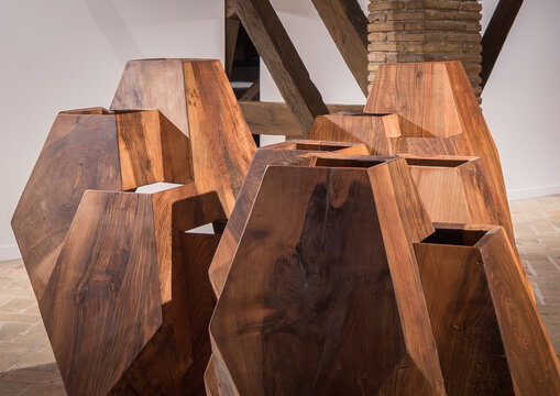 Abstract wooden sculpture with contemporary design