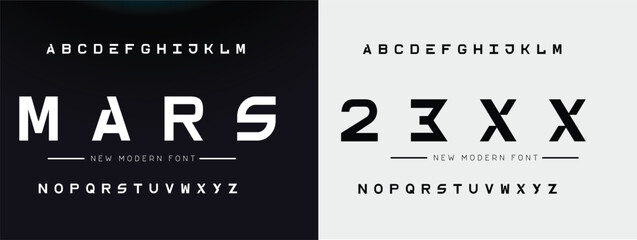 MARS 23XX Abstract minimal modern alphabet fonts. Typography minimalist urban digital fashion future creative logo font. vector illustration © Kitti_Pie