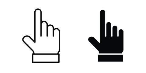 Obraz premium Hand pointer icon clipart and line art versions on white background