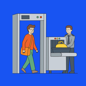 Airport security screening process illustrated
