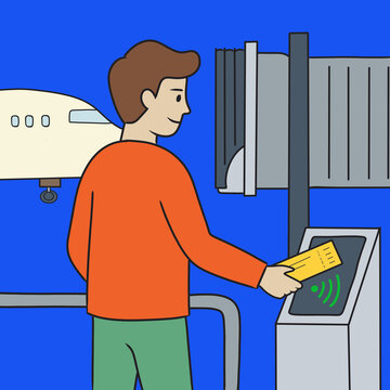 Boarding pass scanning at the airport gate