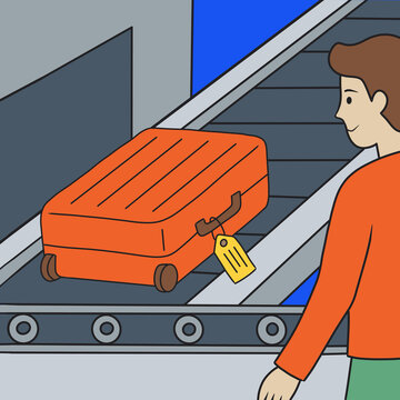 Luggage on conveyor belt at airport terminal