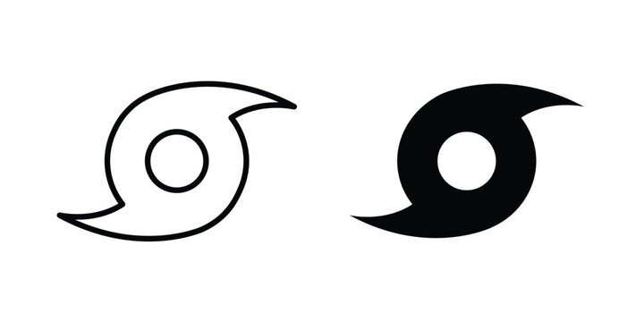 Hurricane icon clipart and line art versions on white background