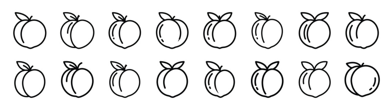 peach fast food silhouette icon set
