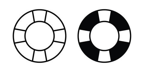 Life buoy icon clipart and line art versions on white background © Annimo