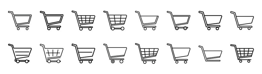 shopping cart fast food silhouette icon set © Gajendro