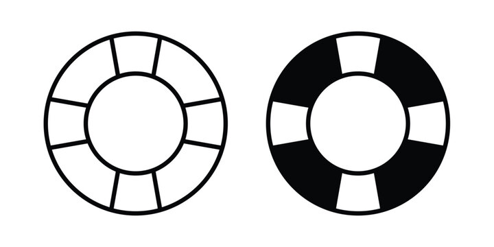 Life buoy icon clipart and line art versions on white background