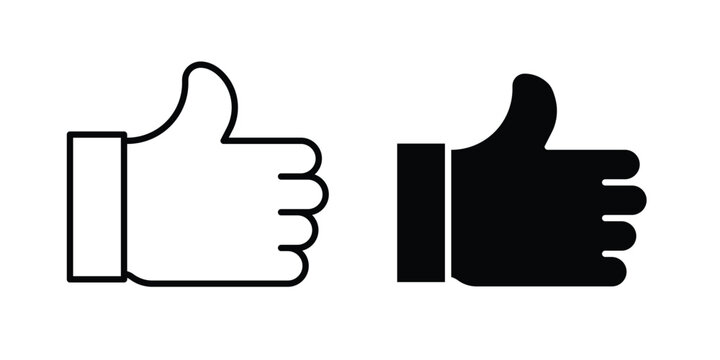 Like icon clipart and line art versions on white background