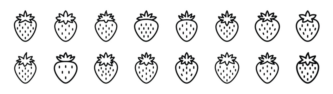 strawberry fast food silhouette icon set