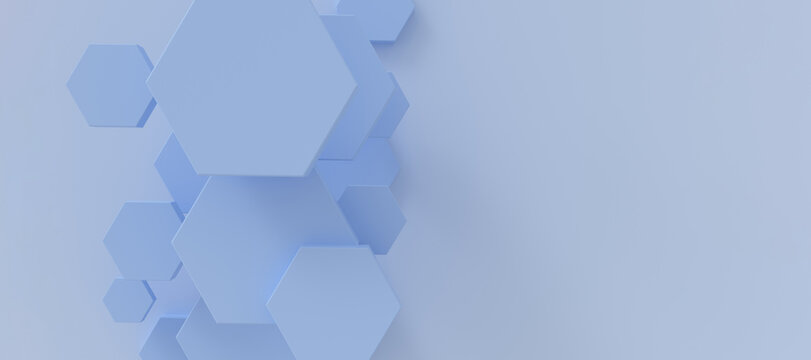 Abstract hexagonal shapes on blue background