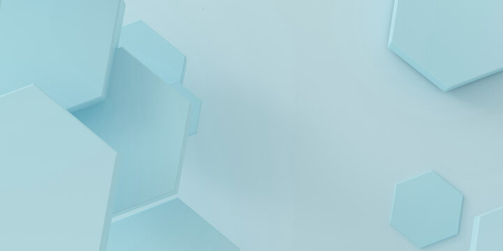 Abstract hexagonal shapes on light blue background