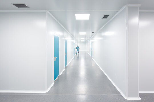 Modern candy laboratory corridor in clean factory facility