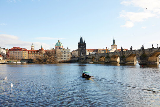 Scenic view of Prague with Charles Bridge