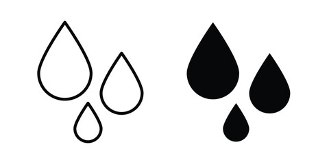 Raindrops icon clipart and line art versions on white background © Annimo