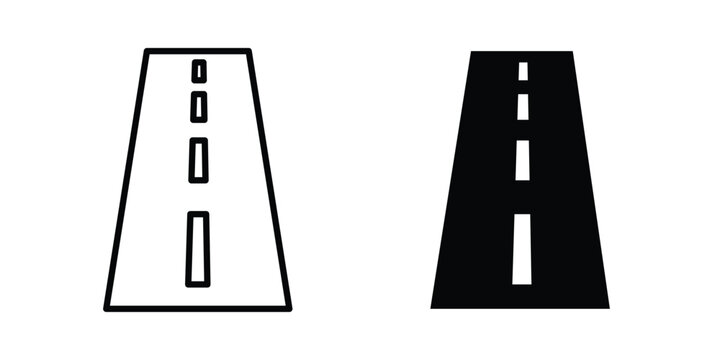 Road icon clipart and line art versions on white background