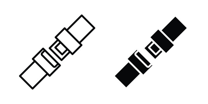 Seat Belt icon clipart and line art versions on white background